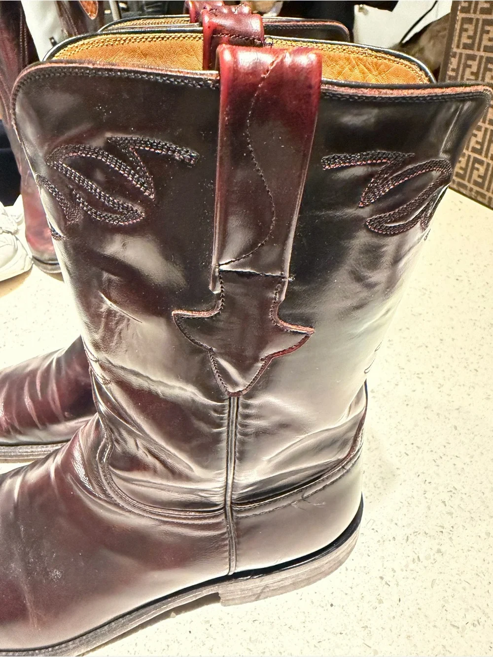 Lucchese black cherry Dark Burgundy Leather Cowboy Boots - Picture 5 of 9